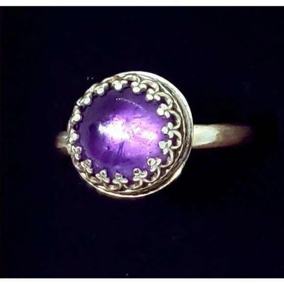 Sterling silver amethyst crystal ring gothic metalwork handmade jewelry - Picture 2 of 12